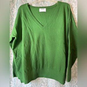 Old Navy Vibrant Green V-Neck Sweater